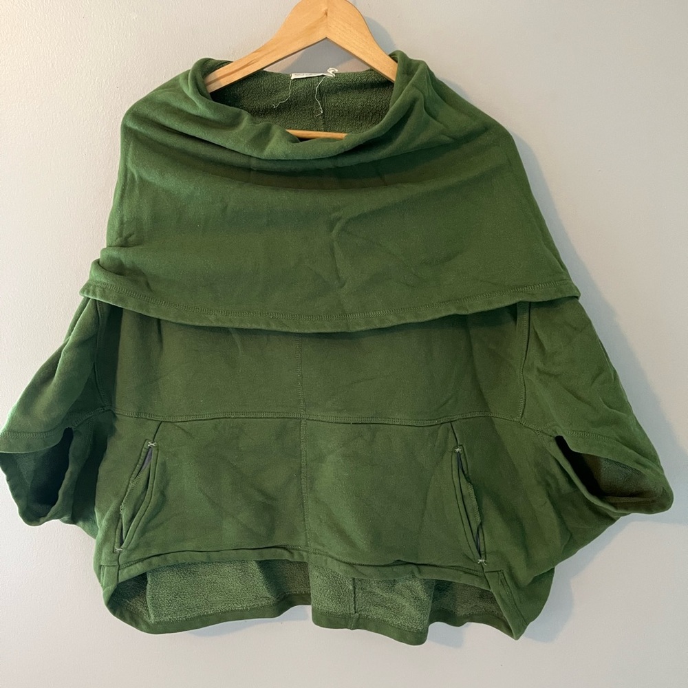 Dark green cotton/bamboo sweatshirt/poncho